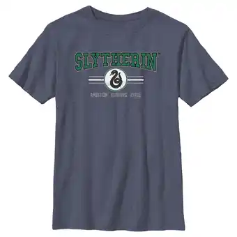 Walmart Boy's Harry Potter Distressed Slytherin Traits Graphic Tee Navy Blue Heather Small offer