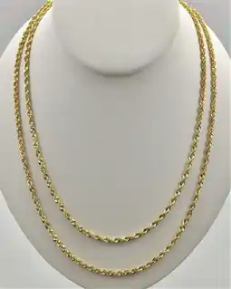 Walmart RM Necklace 3mm + 16, 18, 20, 22, 24, 26, 30 10k Solid Yellow Gold Rope Chain offer