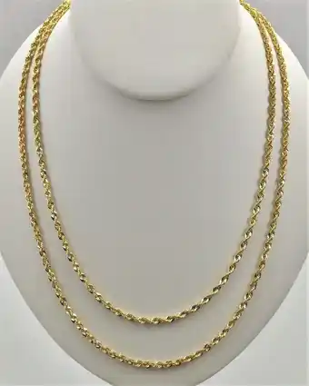 Walmart RM Necklace 3mm + 16, 18, 20, 22, 24, 26, 30 10k Solid Yellow Gold Rope Chain offer