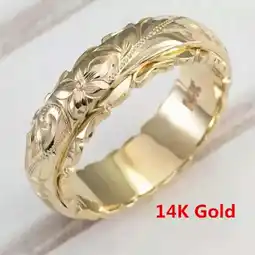 Walmart MATROOY Exquisite Womens 14k Gold Ring Hang Engraved Flower Ring Anniversary Gi_tu-Gold-8 offer