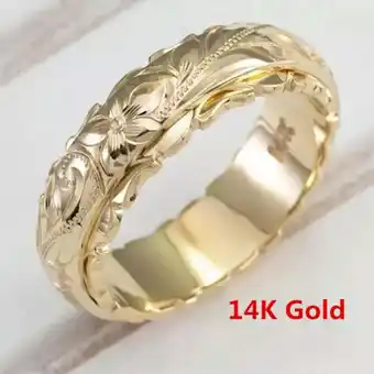 Walmart MATROOY Exquisite Womens 14k Gold Ring Hang Engraved Flower Ring Anniversary Gi_tu-Gold-8 offer