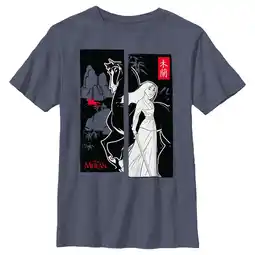 Walmart Boy's Mulan Black and White Poster Graphic Tee Navy Blue Heather Small offer