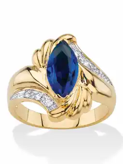 Walmart PalmBeach Jewelry Marquise-Cut Cubic Zirconia or Sapphire Bypass Swirl Ring Gold-Plated offer
