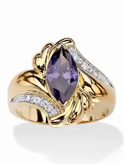 Walmart PalmBeach Jewelry Marquise-Cut Cubic Zirconia or Sapphire Bypass Swirl Ring Gold-Plated offer