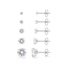 Walmart PAVOI Rhodium Flash Plated Hypoallergenic Stainless Steel Stud Earrings Set, 5 Pairs offer