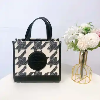Walmart Coach Dempsey Tote 22 With Houndstooth Print And Patch (Cream / Black) offer