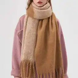 Walmart Musuos Women Scarf, Elegant Contrast Color Tasseled Warm Shawl Wrap Long Stoles for Winter offer