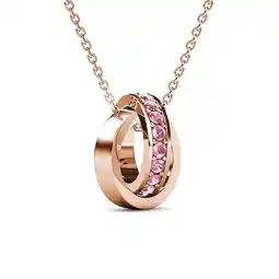 Walmart Cate & Chloe Rosie 18k Rose Gold Plated Pendant Necklace with Pink Swarovski Crystals for Women offer