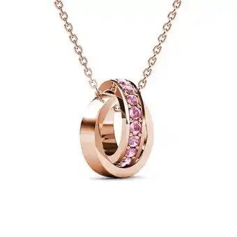 Walmart Cate & Chloe Rosie 18k Rose Gold Plated Pendant Necklace with Pink Swarovski Crystals for Women offer