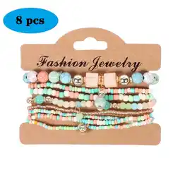 Walmart HESHPAWS 8 PCS Bohemian Women's Bracelet, Handmade Beaded Romantic Bracelet, Women's and Girls offer