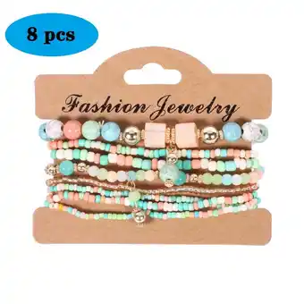 Walmart HESHPAWS 8 PCS Bohemian Women's Bracelet, Handmade Beaded Romantic Bracelet, Women's and Girls offer