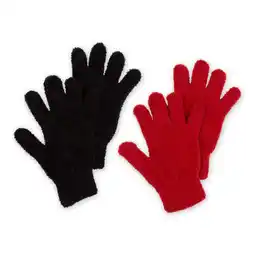 Walmart Tickled Pink Women's Spa Gloves (Set of 2) - Aloe Infused Fabric - Black-Red offer