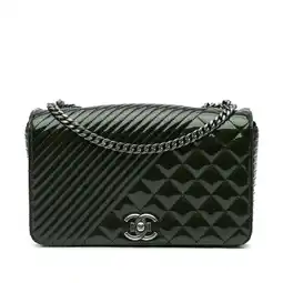 Walmart Pre-Owned Authenticated Chanel Shoulder Bag Patent Leather Dark Green Women (Good) offer