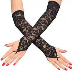 Walmart Women Lace Mesh Gloves Ladies Costume Party Fingerless Long Black offer