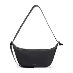 Walmart Jil Sander Men's Curved Black Calf Leather Shoulder Bag Black offer