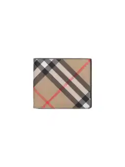 Walmart Burberry Men's Check' Bi-Fold Wallet Beige Neutrals offer