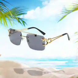 Walmart Rectangle Frameless Glasses Rimless Sunglasses Modern Summer Cut Edge Sunglasses black gray offer