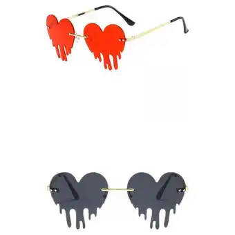 Walmart 2pcs Fashion Heart Sunglasses Irregular Colorful offer