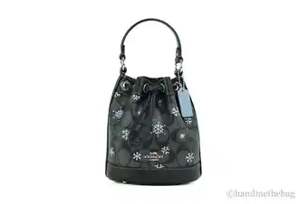 Walmart Coach (CE587) Dempsey 15 Small Snowflake Print Black Coated Canvas Bucket Bag offer
