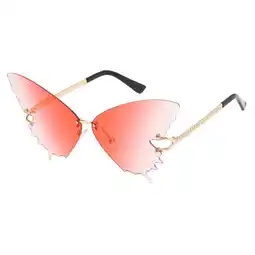 Walmart Gradient Butterfly Lens Rimless Sunglasses Designer Summer Shades Tinted Eyewear Gradient Pink offer