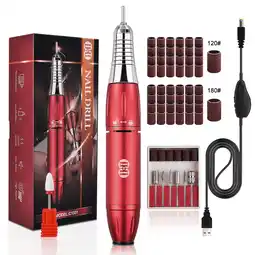 Walmart Electric Nail Drill Machine, CIICII 30000RPM Professional Nail Drill Kit Red offer