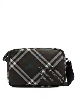 Walmart Burberry Men's Plaid Pattern Shoulder Bag With Adjustable Strap Black offer