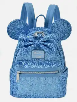 Walmart Disney Parks Minnie Mouse Rucksack Backpack Blue Sequins Loungefly New with Tag offer