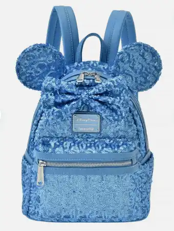 Walmart Disney Parks Minnie Mouse Rucksack Backpack Blue Sequins Loungefly New with Tag offer