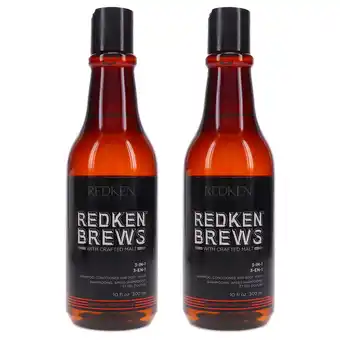 Walmart Redken Brews 3-in1 Shampoo, Conditioner and Body Wash 10.1 oz 2 Pack offer