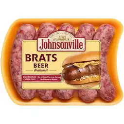 Walmart Johnsonville Brats Beer Pork Bratwurst Links, 19 oz, 5 Count Tray offer