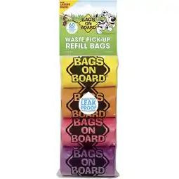 Walmart Bags on Board Waste Pick-up Bags Refill Yellow, Pink, Purple, Blue 60 Ct offer
