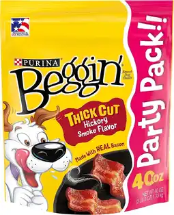 Walmart Purina Beggin' Thick Cut Strips Hickory Flavored Dog Treats, 40 oz offer