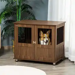 Walmart PawHut Dog Crate, Pet Cage Kennel, w/ Wooden Top, Windows, for Medium Dogs offer