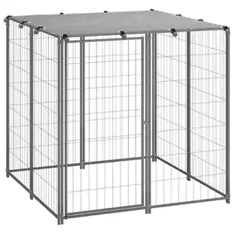 Walmart vidaXL Outdoor Dog Kennel Large Dog Crate Lockable Puppy Cage with Roof Steel offer