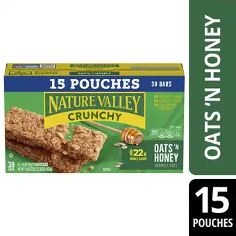 Walmart Nature Valley Crunchy Granola Bars, Oats 'n Honey, 30 Bars, 22.35 oz (15 Pouches) offer