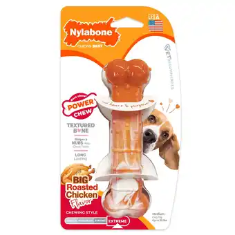 Walmart Nylabone Power Chew Textured Bone 70th Birthday Orange Swirl Chicken Medium (1 Count) offer
