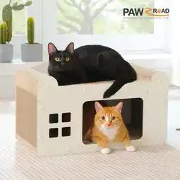 Walmart PAWZ Road 2-in-1 Cat Scratcher House, Cat Scratch Pad Cardboard Box for Indoor Cats, Beige offer