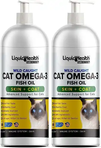 Walmart LIQUIDHEALTH Omega 3 Fish Oil Cat Supplements & Vitamins with EPA, DPA & DHA, 8 Oz offer