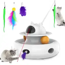 Walmart 4 in 1 Indoor Interactive Cat Toy Smart Cat Feather Wand USB Rechargeable Cat Teaser White offer