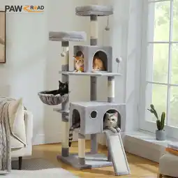 Walmart PAWZ Road 64 Cat Tree Large Cat Tower Multi-Level Cat Scratching Post Tower, Gray offer