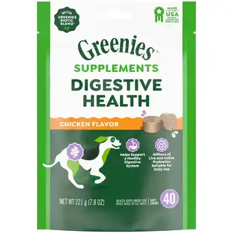 Walmart Greenies Supplements Digestive Probiotics For Dogs Chicken Flavor, 7.8 Oz Pouch Of 40 Ct. Chews offer