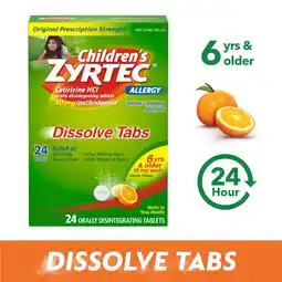 Walmart Children's Zyrtec 24 Hr Allergy Relief Dissolve Tablets, Citrus, 24 Count offer