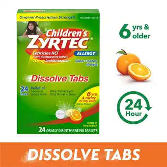 Walmart Children's Zyrtec 24 Hr Allergy Relief Dissolve Tablets, Citrus, 24 Count offer
