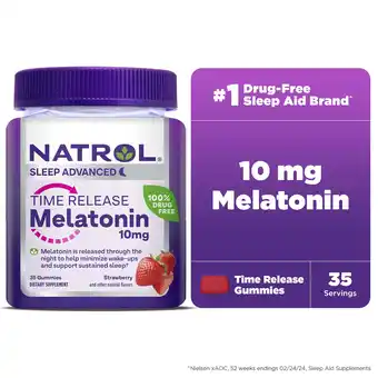 Walmart Natrol Time Release Melatonin 10mg, Adult Sleep Gummies, Strawberry-Flavored Gummies, 35 Servings offer
