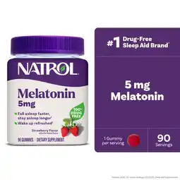 Walmart Natrol Melatonin Gummies, Sleep Support for Adults, Strawberry Flavor, 5mg, 90 Count offer