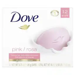 Walmart Dove Beauty Bar Women's Bath Soap Gentle Pink Rosa Moisturizing All Skin, 3.75 oz 12 Bars offer