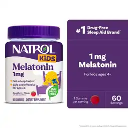 Walmart Natrol Kids Melatonin, Sleep Gummies for Children, Raspberry Flavor, 1mg, 60 Count offer