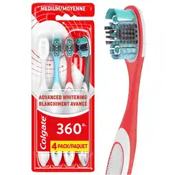 Walmart Colgate 360 Advanced Whitening Medium Toothbrush Pack, 4 Count offer