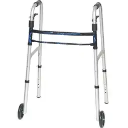 Walmart 350 lb Aluminum Adult Trigger with Wheels Walker, Blue - Case of 4 offer