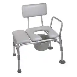 Walmart Combination Padded Seat Transfer Bench with Commode Opening- Gray offer